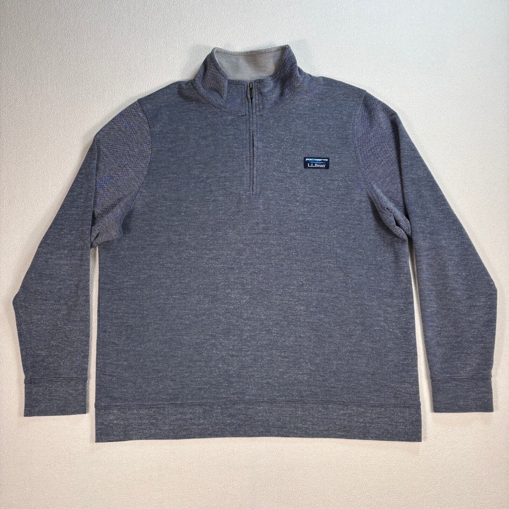 L.L. Bean Comfort Stretch Piqué‎ 1/4 Zip Men's L Gray Traditional Fit Pullover